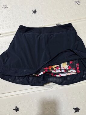 Shape FX Black Athletic Skort with Floral Liner